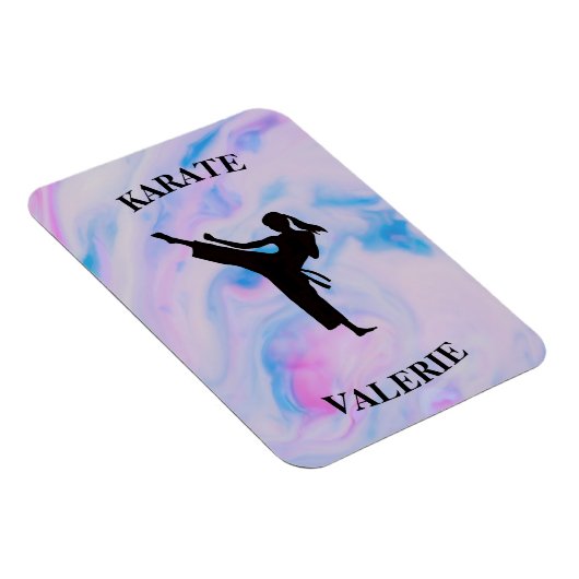 Girls Karate Pastel Swirl Magnet (Rechte Seite)