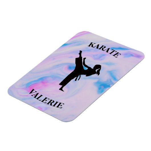 Girls Karate Pastel Swirl Magnet (Linke Seite)