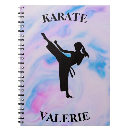 Girls Karate Pastel Swirl Notizblock (Vorderseite)