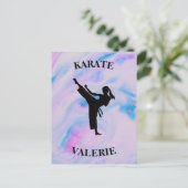 Girls Karate Pastel Swirl Postkarte (Stehend Vorderseite)