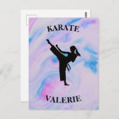 Girls Karate Pastel Swirl Postkarte (Vorne/Hinten)