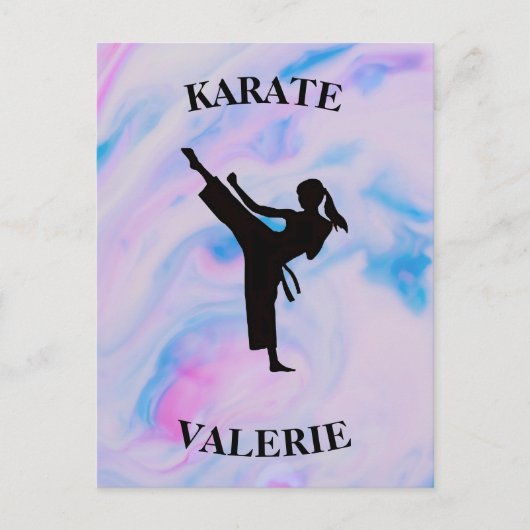 Girls Karate Pastel Swirl Postkarte (Vorderseite)