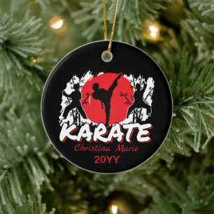 Girls Karate - Patriotic Japan japanisches Thema C Keramik Ornament