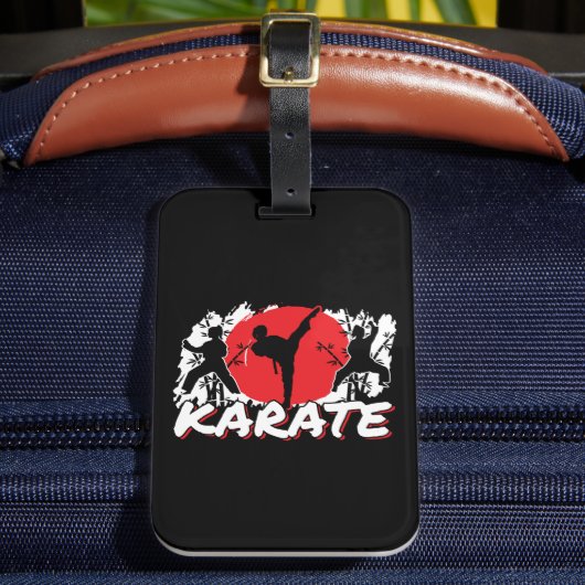 Girls Karate - Patriotic Japan Japanisches Thema Gepäckanhänger (Vorderseite Insitu 2)