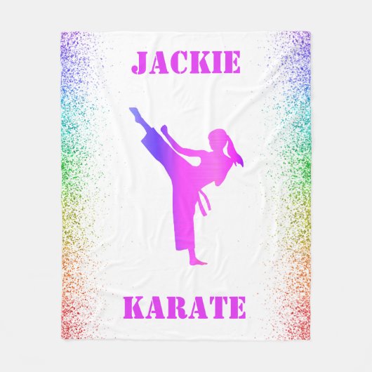 Girls Karate Rainbow Speckles Fleece Blanket (Vorderseite)