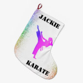 Girls Karate Rainbow Speckles Großer Weihnachtsstrumpf (Vorderansicht (hängend))