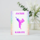 Girls Karate Rainbow Speckles Postkarte (Stehend Vorderseite)