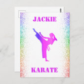 Girls Karate Rainbow Speckles Postkarte (Vorne/Hinten)