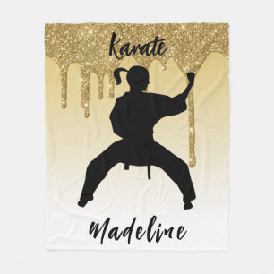 Girls Karate Stance Gold Glitzer Tropfen Ombre Fleecedecke