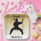 Girls Karate Stance Gold Glitzer Tropfen Ombre Pappteller (Party)
