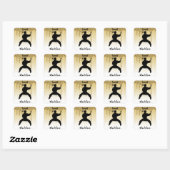 Girls Karate Stance Gold Glitzer Tropfen Ombre Quadratischer Aufkleber (Blatt)