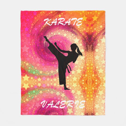 Girls Karate Tropical Swirl Fleece Blanket (Vorderseite)