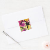 Girls Karate Tropical Swirl Quadratischer Aufkleber (Umschlag)