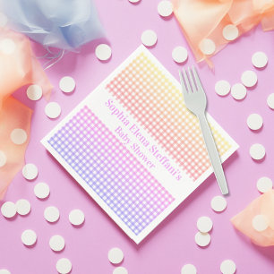 Girls Kindergeburtstag Baby Shower Pastel Gingham Serviette