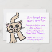 Girls kitten Party lila Einladung (Rückseite)