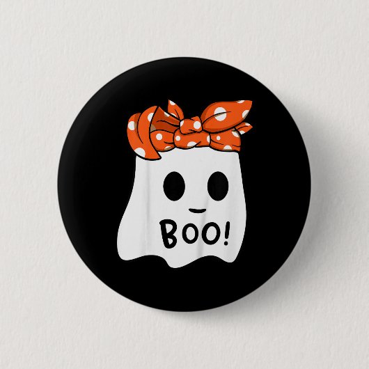 Girls Kleinkind Happy Halloween Geist mit Bandana  Button (Vorderseite)