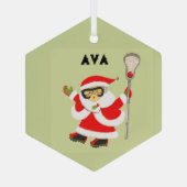 Girls Lacrosse Christmas Collectible Ornament Aus Glas (Rückseite)