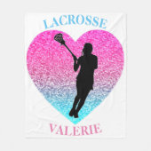 Girls Lacrosse Fleece Blanket mit ihrem Namen (Vorderseite)