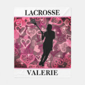Girls Lacrosse Floating Rose Herz Fleece Blanket (Vorderseite)