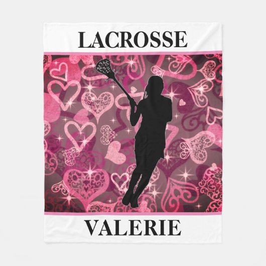 Girls Lacrosse Floating Rose Herz Fleece Blanket (Vorderseite)