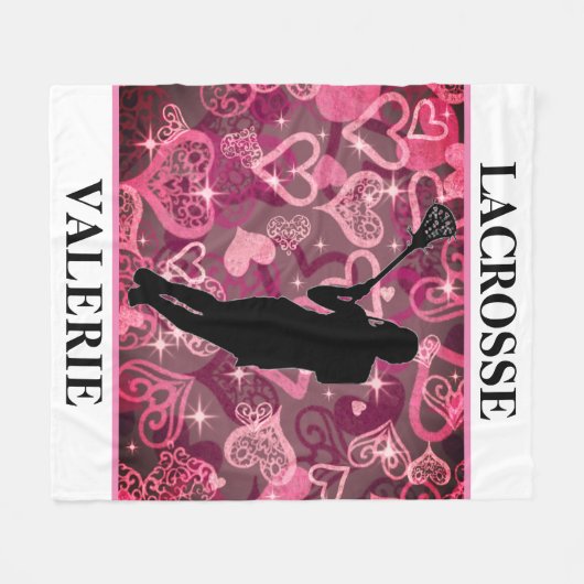 Girls Lacrosse Floating Rose Herz Fleece Blanket (Vorderseite (Horizontal))