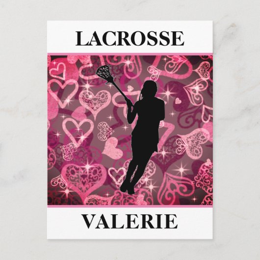 Girls Lacrosse Floating Rose Herz Postkarte (Vorderseite)