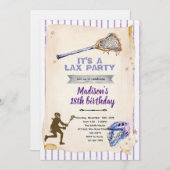 Girls Lacrosse party Invitation Einladung (Vorne/Hinten)