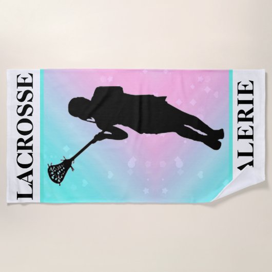 Girls Lacrosse Personalisiert Pastell Strandtuch (Vorderseite)