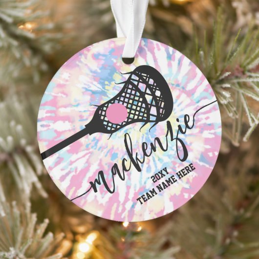 Girls Lacrosse Pink Gefärbte Krawatte Ornament (Baum)