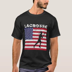 Girls Lacrosse US-Flagge T Shirt gestört Vintag