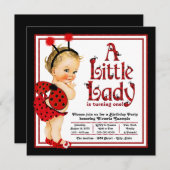 Girls Ladybug 1. Geburtstags-Party Einladung (Vorne/Hinten)