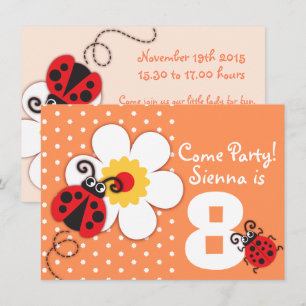 Girls ladybug Party lila Einladung