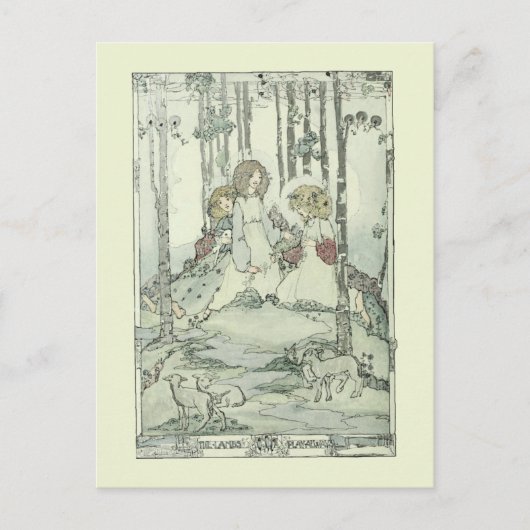 Girls & Lambs von Jessie Marion King Postkarte (Vorderseite)