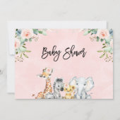 Girls Landscape Safari Tiere Kinderdusche Einladung (Rückseite)