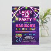 Girls Laser Tag Geburtstagsparty Einladungen (Stehend Vorderseite)