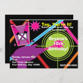 Girls Laser Tag Girl Geburtstagsparty Einladungen (Vorne/Hinten)