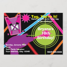 Girls Laser Tag Girl Geburtstagsparty Einladungen