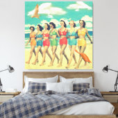 Girls laufen Retro Collage Leinwanddruck (Insitu (Schlafzimmer))