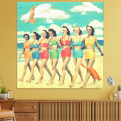 Girls laufen Retro Collage Leinwanddruck (Insitu (Wohnzimmer))