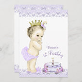 Girls Lavender Erste Geburtstag Einladungen (Vorne/Hinten)