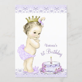 Girls Lavender Erste Geburtstag Einladungen