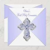 Girls Lavender Lila Erste Kommune Einladung (Vorne/Hinten)