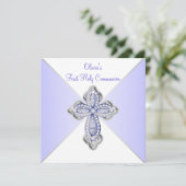 Girls Lavender Lila Erste Kommune Einladung (Stehend Vorderseite)