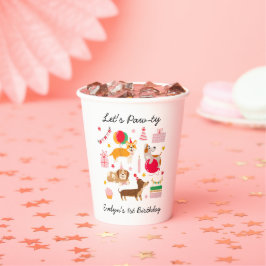 Girl's Let's Pawty Party Ready Hunde Geburtstag Pappbecher