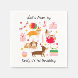 Girl's Let's Pawty Party Ready Hunde Geburtstag Serviette