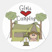 Girls Liebe Camping Runder Aufkleber (Vorderseite)