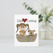 Girls Liebe Fischerei Postkarte (Stehend Vorderseite)