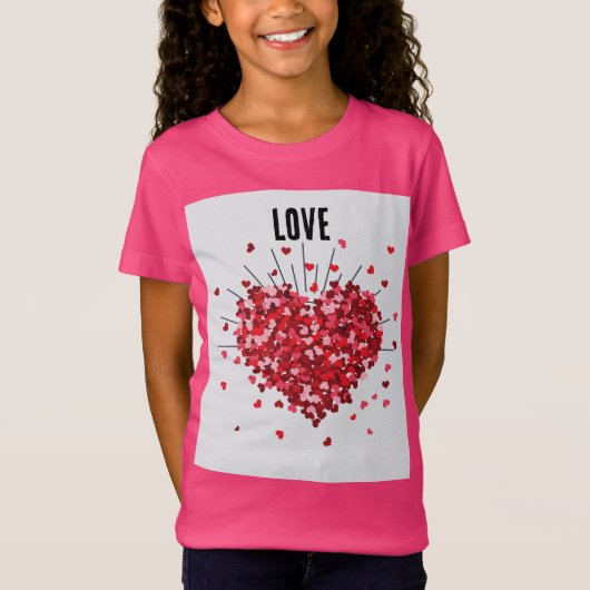 Girls Liebe Herz Ray Custom T - Shirt (Vorderseite)