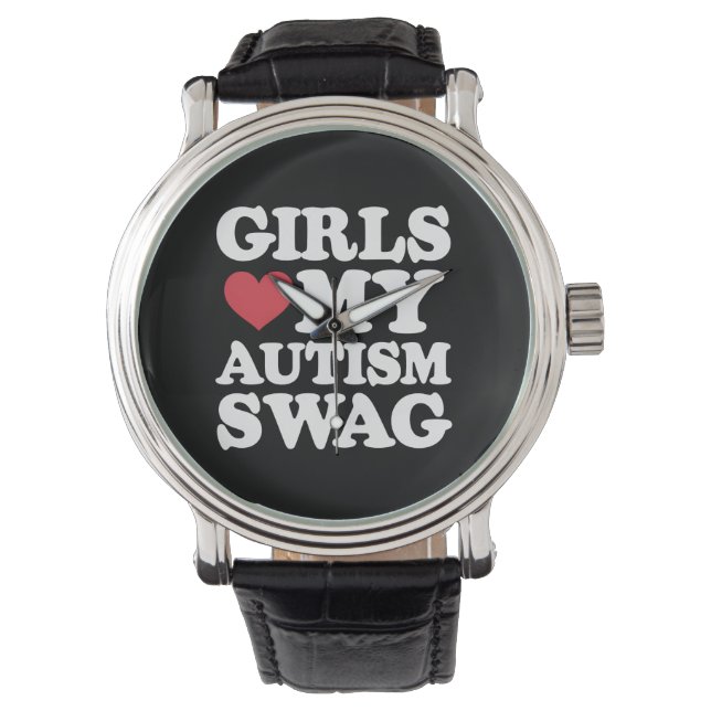Girls Liebe Mein Autismus Swag Funny Awareness Armbanduhr (Vorderseite)