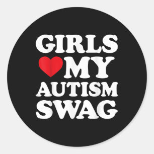 Girls Liebe Mein Autismus Swag Funny Girls Herz Au Runder Aufkleber